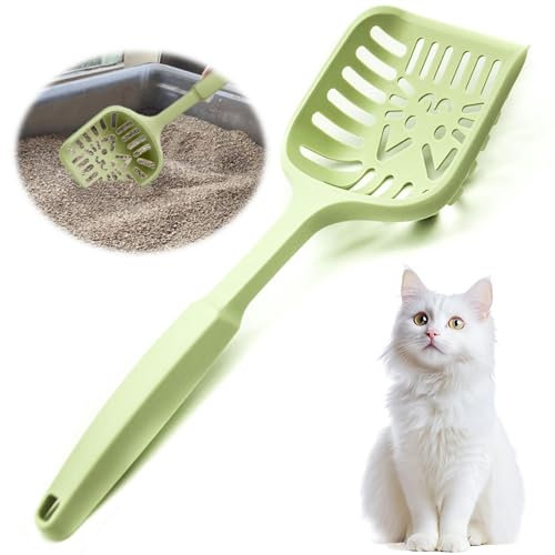 Petopedia Strong Cat Litter Scoop Plastic Cat Litter Shovel Cat Poop Scoop Cat Litter Tray Scoop Handy Sand Sifter Poop Sieve Cleaning Tool Shovel Scoop Cat Scoop (Green, Large)