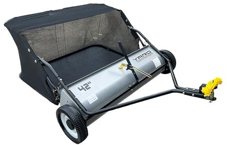 Yard Commander 42 Tow-Behind Lawn Sweeper,17.79 Cu Ft Hopper, 10 Nylon Brushes, Universal Tractor/ATV Hitch, Never-Flat Wheels, Adjustable Height, 1-Year Warranty, Ideal for Leaves, Grass & Debris