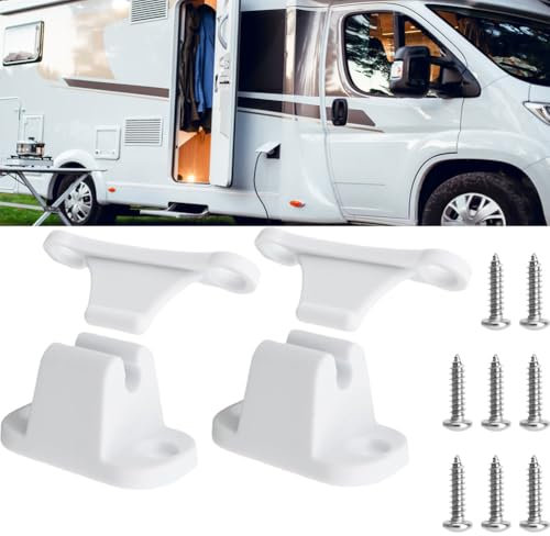 KARELLS 2 Pezzi Fermo per Porta Roulotte e Camper, Serratura di Bloccaggio Bianca, Serratura Porte di Camper e Caravan, Fermo per Porta Roulotte e Camper, per Porte Esterne,Armadi,Barche