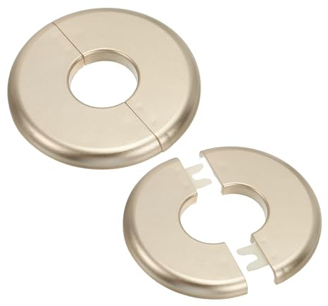 PATIKIL Plaque d'Écussons Auto-Adhésive Ronde en ABS 1.1/28mm, 2pcs Couverture Murale pour Tuyau d'Eau, Cache Mitigeur Douche Boucles Rosace Robinet Chauffage Plomberie Mural, Doré