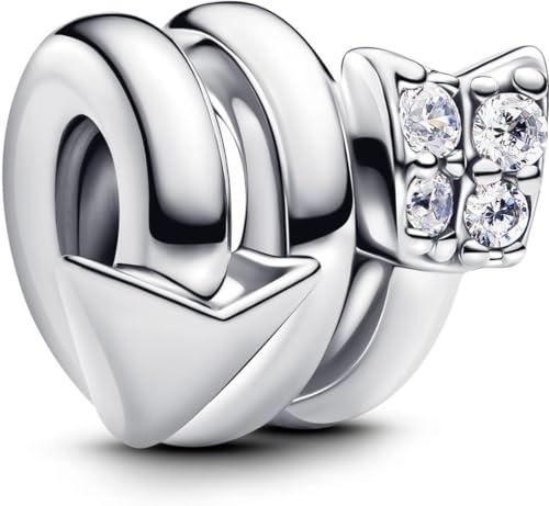 PANDORA Breloque flèche torsadée en Argent Sterling, Standard, Argent Sterling, Zircone cubique