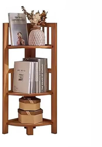 Scaffale angolare a forma di ventaglio, libreria autoportante, con contenitore, per camera da letto, soggiorno, casa (ciliegia, 80 cm)
