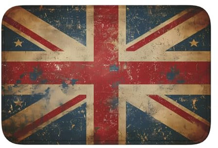 Mexpekil Zerbino assorbente con bandiera inglese rustica, 40 x 60 cm, antiscivolo, per interni ed esterni, tappetini per casa e cucina