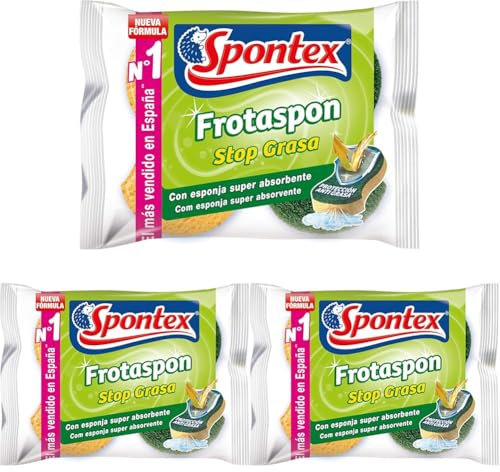 Spontex - Estropajo de Cocina Frotaspon Stop Grasa, 2 Unidades (Paquete de 3)