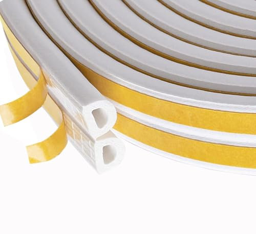 Dichtungsband für Türen Fenster, Türdichtung Selbstklebendes Fensterdichtung Anti-Kollision Gummi Schaum Siegel Streifen Schalldämmung Dichtungsband Selbstklebendes, Weiß, 10m