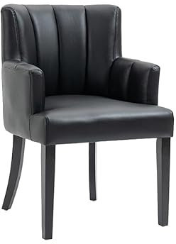 MY Furniture Hatfield Dining carver Chair - Black faux fake leather PU - elegant classic design - comfortable strong frame seat- can be dressing table chair -easy wipe clean