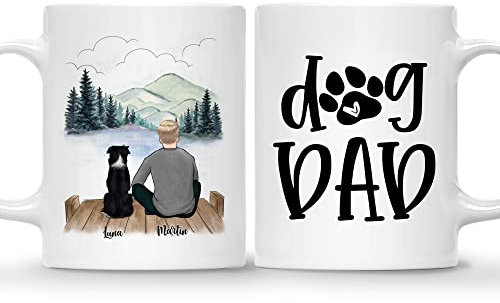 Tazza personalizzata personalizzata (3 cani) Forever in My Heart Dog Dad Mug per regalo amante dei cani 11 o 15 once, regalo per la festa del papà da cane, migliore tazza da caffè per cani, tazza per
