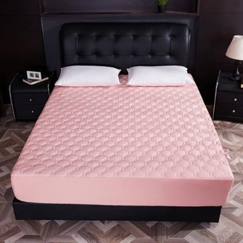 Homxi Spannbettlaken Elasthan,150 x 200 cm,Boxspringbetten Matratze Baumwolle Volltonfarbe mit Geometrischem Muster Spannbetttücher mit Rosa