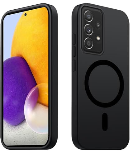 Tawarror Magnetische für Samsung Galaxy A72 Hülle, Matt Transluzente Handyhülle für Samsung A72 5G/ 4G PC Rückseite Kratzfest TPU Fallschutz Stoßfest Anti-Fingerabdruck Matte Schutzhülle, Schwarz
