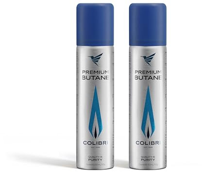 Colibri – Butangas 2 x 90 ml zum Nachfüllen von Feuerzeugen, Flambierbrennern, Küchenbrennern, Bunsenbrennern & Co – Feuerzeuggas Nachfüllflasche mit Premium Butangas im praktischen Taschenformat