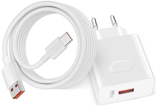 66W SuperCharge Caricabatterie per Honor 90 70 Magic V3 V2 RSR per Huawei Mate 40 30 Pro P30 Lite, 2m 6A Cavo di ricarica USB C Adattatore alimentazione per HONOR 200 90 Smart 70 Lite X6b X8a X7a X6a