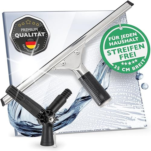 toolmacher Fensterabzieher und Duschabzieher 35cm [STREIFENFREIES Glas] - Fensterabzieher Profi für Fensterreiniger, Wischer, Glasreiniger - Abzieher Dusche - Fensterwischer mit hochwertigem Abzieher