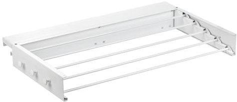 AVOID Klappbarer Wand Wäscheständer Weiß – Wäschetrockner Wandmontage Metall mit 5 Stangen – Platzsparender Wandtrockner für Bad, Balkon & Waschküche – Ausziehbarer Wäschehalter 80x39 cm