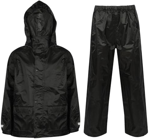 A2Z 4 Kids Waterproof Hooded Rain Suit Jacket & Trouser Set Kids | Lightweight Waterproof Rainwear Set with Bag for Kids Outdoor Protection