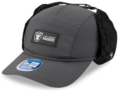 New Era Las Vegas Raiders 2025 Sideline Herren-Läufermütze für kaltes Wetter, verstellbare Hundeohren, Anthrazit
