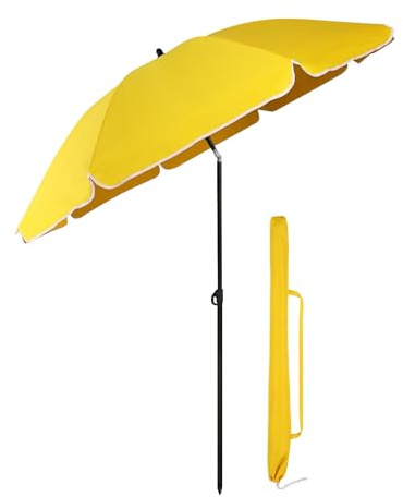 Sekey Sonnenschirm 160cm rund Strand mit Hülle, Knickbar & Höhenverstellung | 22/19mm Alu-Schaft, 140g/m² Polyester, 8 Streben, windfest, GRS-zertifiziert, UPF50+, für Balkon/Garten/Terrasse