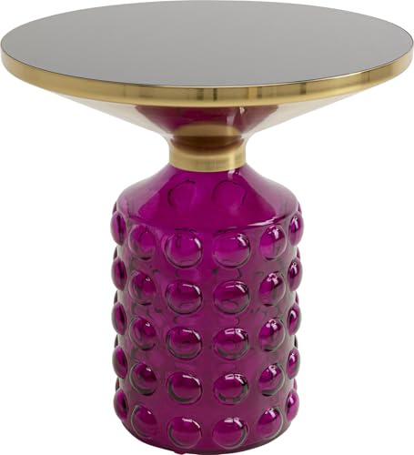 Kare Design Beistelltisch Lola Lila, lila, rund, Durchmesser 35 cm, Glassockel, Couchtisch, Wohnzimmer, Nachttisch