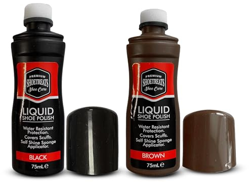 GETINSTYLE SHOP Bundle 2x75ml Shoe Treats Liquid Shoe Polish, Black and Brown