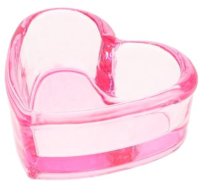 DIYEAH Heart-shaped Nail Dappen Cup Pink Glass Nail Dish for Acrylic Manicure Brush Holder Liquid Holder for Professional Art