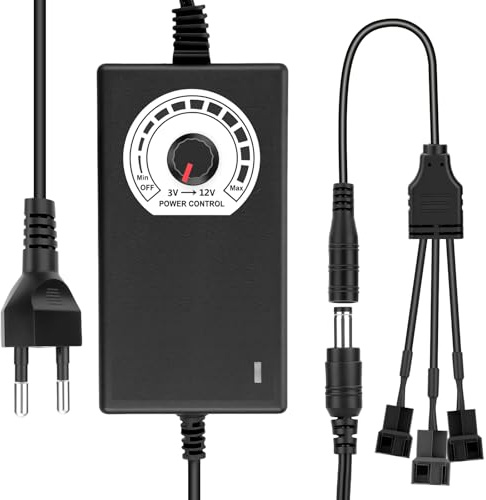 RUIZHI Controllo ventola Pwm a 3 pin e alimentatore da 12 V, 100-240 V AC a 3-12 V DC, regolatore Pwm Fan Speed Control Module