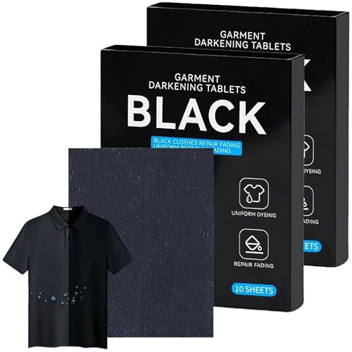 Ultra-Black Laundry Darkening Sheets - 12/24/36 Pack Fabric Color Reviver for Black Clothes, No-Mess Washing Machine Dye Sheets for Cotton Polyester, Restore Faded Jeans & T-Shirts (4.33 x 5.51)