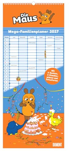 Die Maus Megaplaner 2027: Familienplaner 30 x 70 cm mit 6 Spalten, Stundenplänen & Schulferien, ideal für Familienorganisation