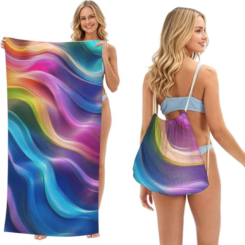 Zaino con coulisse ripiegabile 2 in 1 con stampa blu e viola