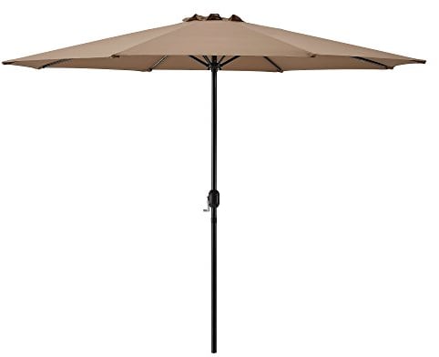 casa.pro Ombrellone da Giardino con Palo Centrale e Meccanismo a Manovella Tela Ampia Ø300 cm in Poliestere Resistente UV Altezza 230 cm Marrone Chiaro