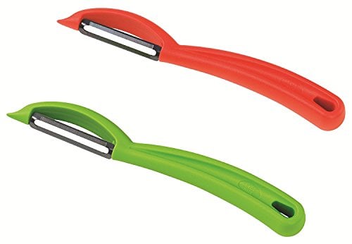 Kuhn Rikon Sparschäler, gerade, gezackt, Schweizer Drehgelenk, 2 Stück, grün/rot