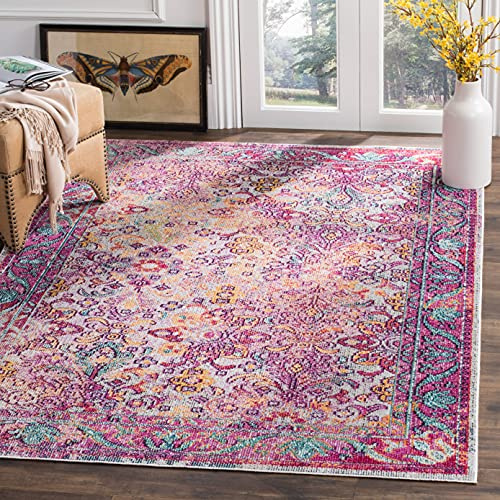 Safavieh Duffy Teppich,Polypropylen/Baumwolle, Hell Blau/Fuchsia,152 X 243 X 0.254 cm