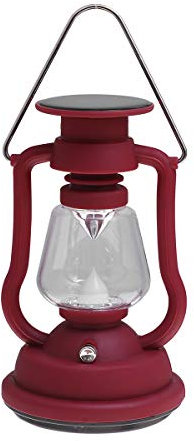 Uonlytech Solar Camping Laterne, Vintage Petroleumlampe, Solar Laterne im Freien für Camping Wandern Angeln Garten (rot)