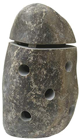 STONE art & more - Lanterna in Pietra con Fori, Altezza 40-45 cm, Pietra Naturale, Pietra di Fiume, Resistente al Gelo