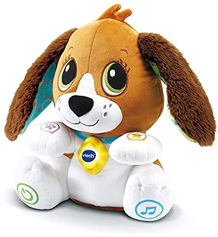 VTech-Baby Sira la perrita interactiva, Suave Animal de Peluche Que fomenta la conversación y Repite lo Que Dices, Juguete para bebés +12 Meses, Versión ESP