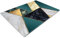 Glass Chopping Board for Kitchen - Non Slip, Small, Geometric Teal Black Gold Worktop Savers