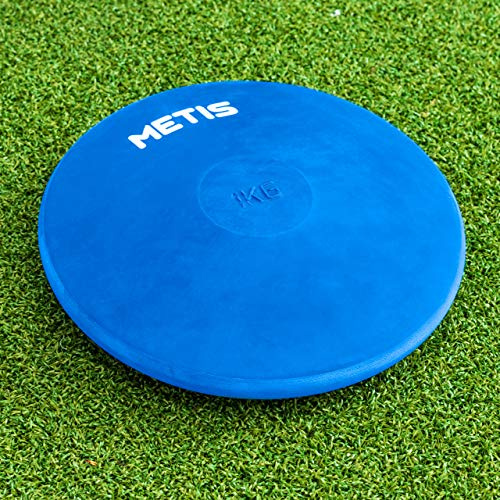 METIS Inomhus/utomhus gummidiscus [5 vikter tillgängliga] | Spår & fältdiskus | Diskusskiva för träning | Gummi Athletic Essentials Diskus för diskusträning (blå (1 kg), 1-pack)