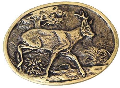 BELTINGER Gürtelschnalle Reh 4,0 cm | Buckle Wechselschließe Gürtelschließe 40mm Massiv | für Jagd-Outfit | Wechselgürtel bis 4cm | Altmessing