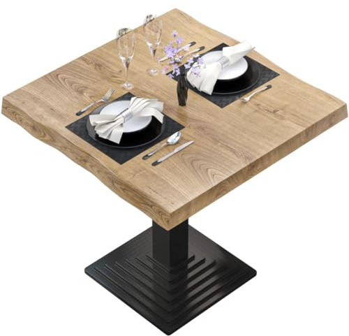 GGMMÖBEL Peru | Esstischplatte | Tischplatte Baumkante | Bistro Furniertischplatte | 70 x 70 cm | Eiche