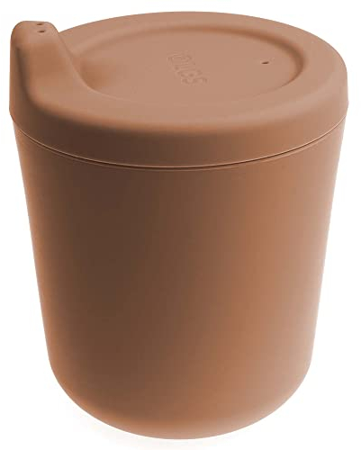 OLGS Silikon Becher Trinklernbecher für Kinder | Trinkbecher mit Deckel, Kinderbecher | Kindergeschirr, Babybecher, Silikonbecher für Baby und Kleinkinder Spülmaschinenfest BPA-frei braun 170ml (Clay)