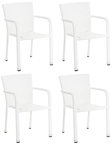 CLP Polyrattan-Gartenstühle Leonie I Pflegeleichte Outdoor-Stapelstühle I Wetterbeständige Gartenstühle I erhältlich, Farbe:weiß