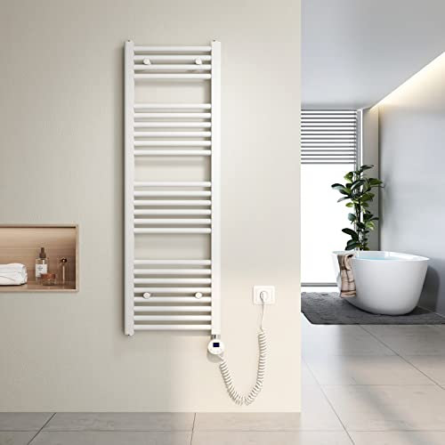 Heilmetz Radiador electrico 120x40 cm Secatoallas eléctrico con termostato Digital y función Temporizador, secatoallas electrico Blanco 500 W