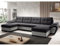 MODERNO Wohnlandschaft Sofa mit Schlaffunktion ENZO U - Sofa U-Form mit Bettkasten - Modern Ecksofa Schlafcouch - Steppsofa Zweifarbig - Schwarz-Grau