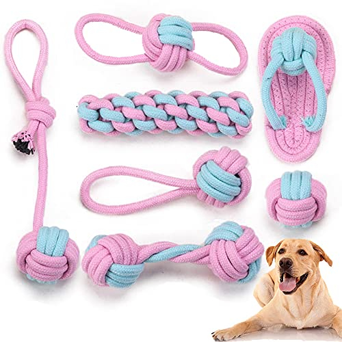 Speedy Panther 7 Pack Puppy Rope Chew Toys for Small Dogs (8+ Weeks) - Natural Cotton Teething & Tug Toys for Puppies, Small & Medium Breed Dogs - Durable Dog Dental Toys