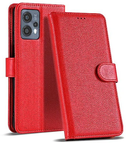 Case Collection for Motorola Moto G13 / G23 / G53 5G Case - Leather Folio Flip Kickstand Shockproof Cover with RFID Blocking Card Slots Wallet for Motorola G13 Phone Case Red