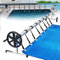 TRMLBE Carrete de Piscina 3m - 5,70m Sistema de Enrollado de Toallas de Piscina con Ruedas, Dispositivo de Enrollado Móvil con 8 Correas - Tipo A
