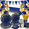 Juego de Vajilla de Fiesta Azul, Juego Platos de Papel con Globos, 20 Invitados Platos de Papel, Vasos de Papel, Servilletas, paja, decoración de mesa para bodas, cumpleaños