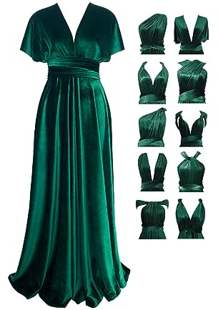 72styles Samt Infinity Wickelkleid Brautjungfernkleider - Samtkleid Damen Lang - Elegant Maxi Multi-Way Kleid Abendkleid, Hochzeitsgast Kleid,Ballkleid, Partykleid