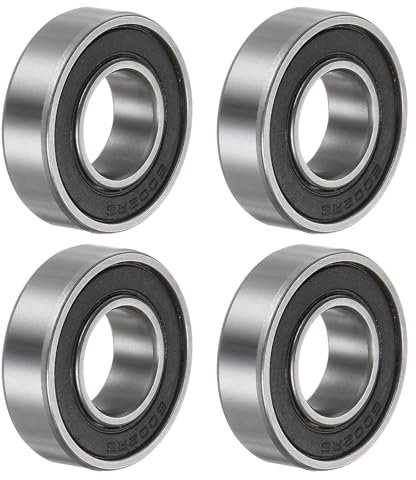 QUARKZMAN 4Stück 6002-2RS Kugellager Rillenkugellager Bearing Chromstahl Z2 Doppelt Gummierte Abgedichtete Lager Skateboard Kugellager Kugellager Set 15mmx32mmx9mm Silber Schwarz