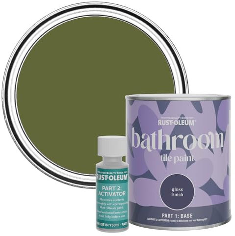 Rust-Oleum Green Water-Resistant Bathroom Tile Paint in Gloss Finish - Jasper 750ml