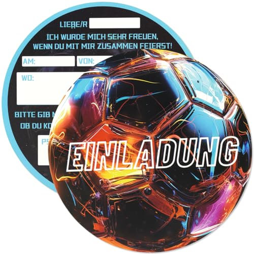 O-Kinee 12 Fussball Einladungskarten Kindergeburtstag Junge, Einladung Fußball Geburtstag, Fussball Einladungskarten Jungen Mädchen, Geburtstagsfeier Kinderparty Geburtstagseinladungen