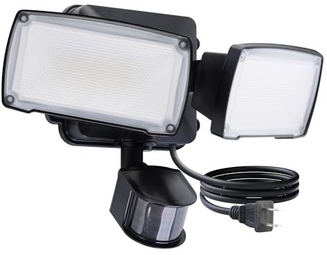 LUTEC - 21W détecteur de mouvement lumière extérieure, projecteur extérieur, détecteur de mouvement extérieur, 2500lm, lumière du jour 5000K, IP65 étanche
